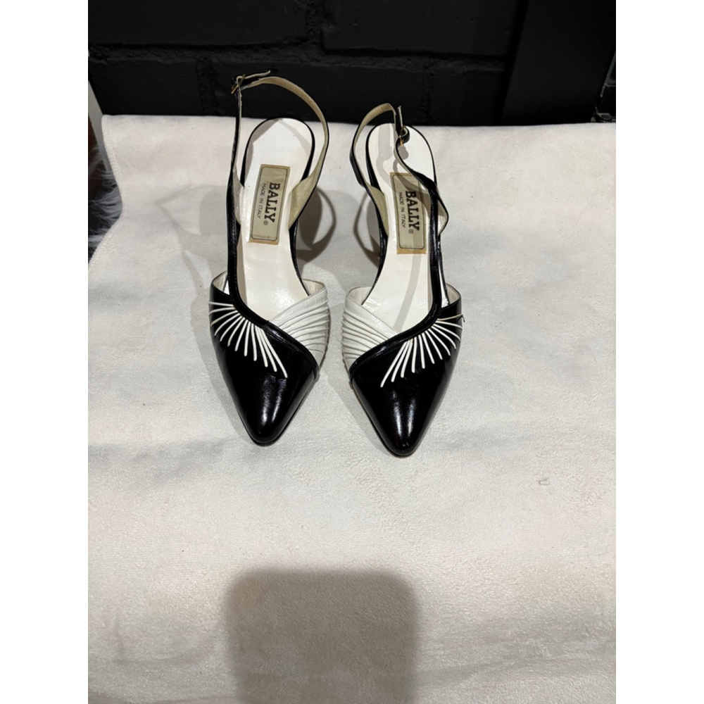 Women's Bally Black and White Slingback Heels Size 8